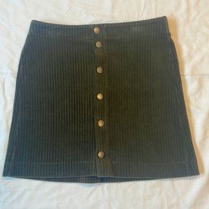 Z Supply Dark Olive Green Corduroy Front Button Mini Skirt Women's size M